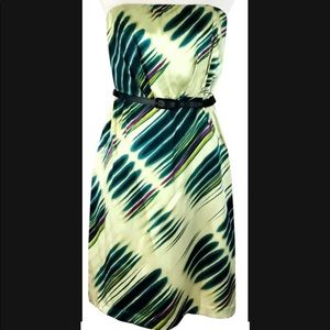 The Limited green strapless 100% silk dress 0 NWT